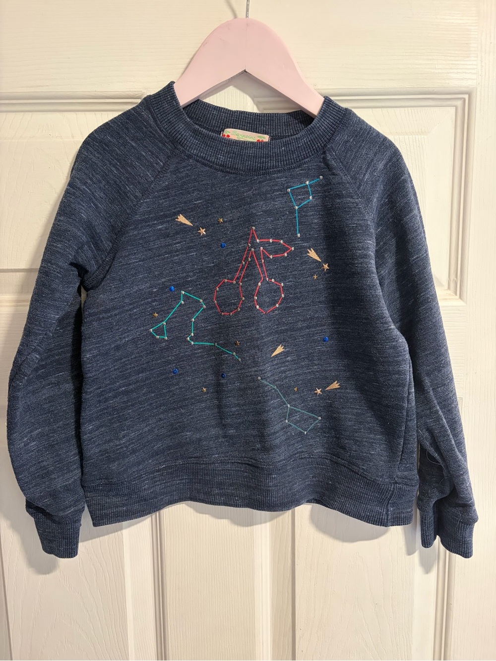 Bonpoint Navy Heather Sweatshirt with Colorful Constellation Beading